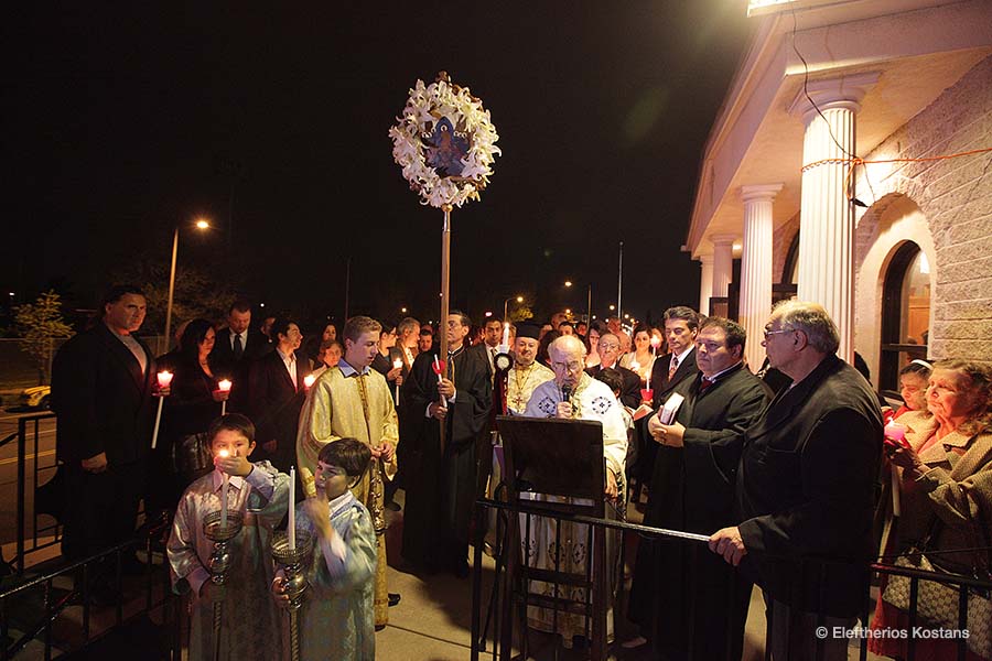 The Midnight Resurrection Service at Evangelismos Greek Orthodox Church in Philadelphia, 2013