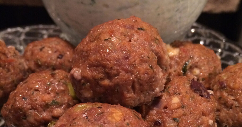 Grecian Meatballs with Feta, Kalamata Olives & Peperoncini Recipe