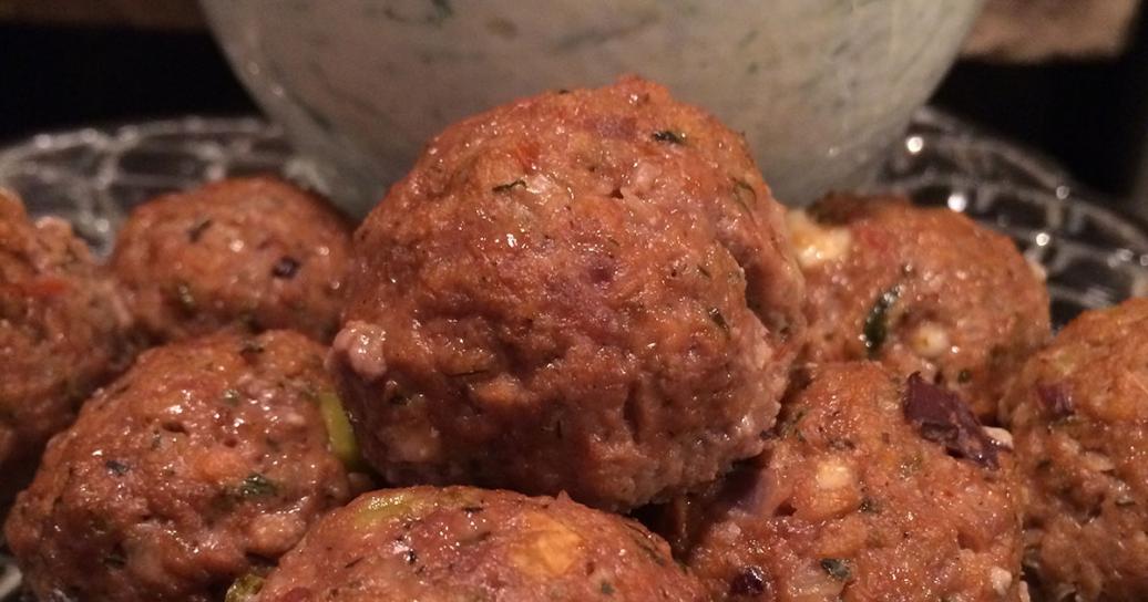 Grecian Meatballs with Feta, Kalamata Olives & Peperoncini Recipe