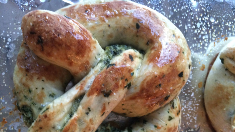 Spanakopita Stuffed Soft Pretzel Recipe