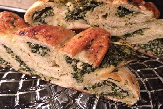 Spanakopita Stuffed Soft Pretzel