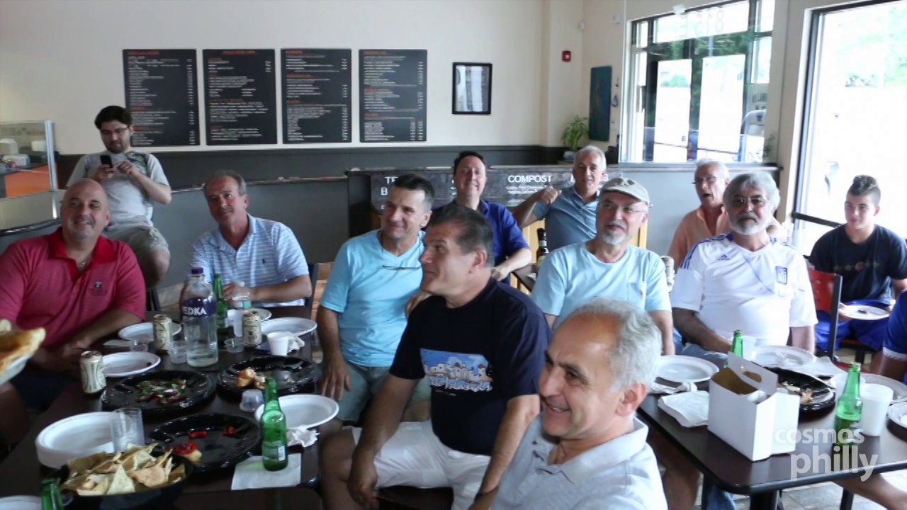 Greek soccer fans look on at Nova Grill, as Greece fails to finish Costa Rica
