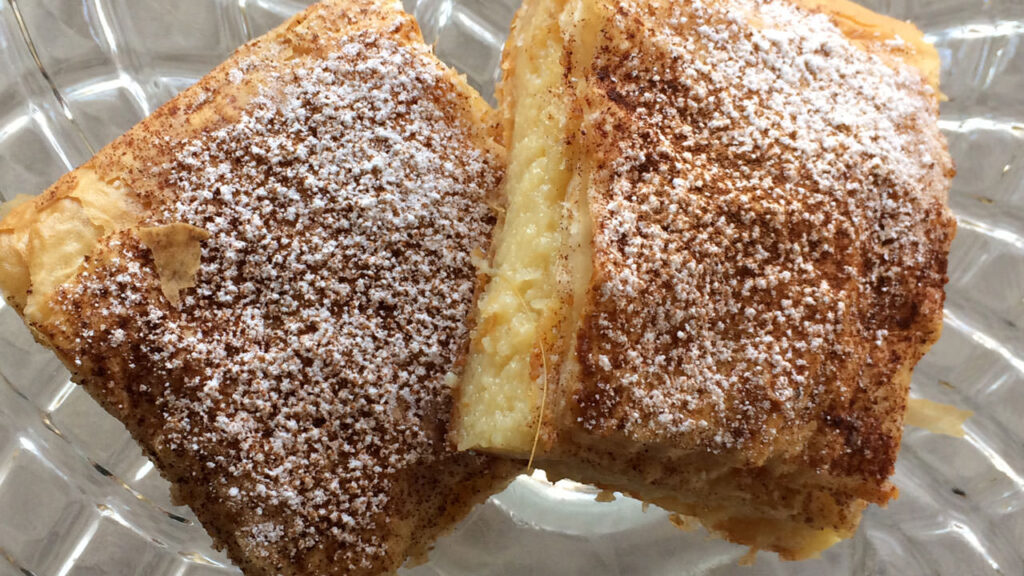 Sweet Creamy Custard in Phyllo: Bougatsa me Krema