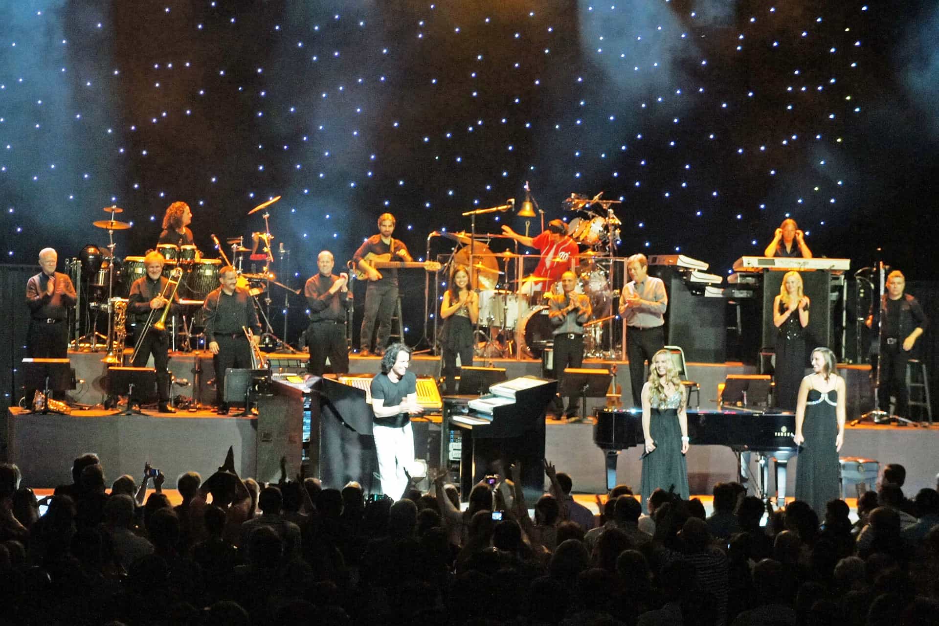 Yanni and his band at the FIlene Center of the Wolf Trap National Park for the Performing Arts, in Vienna, Virginia, US, 2012