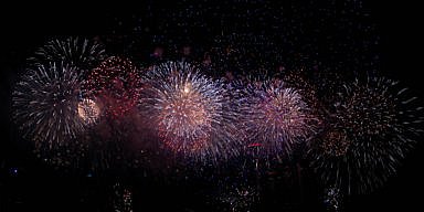 Fireworks display at night