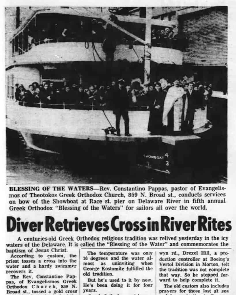 Diver Retrieves Cross in River Rites