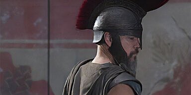 A promotional image showing Matt Damon dressed as Odysseus.