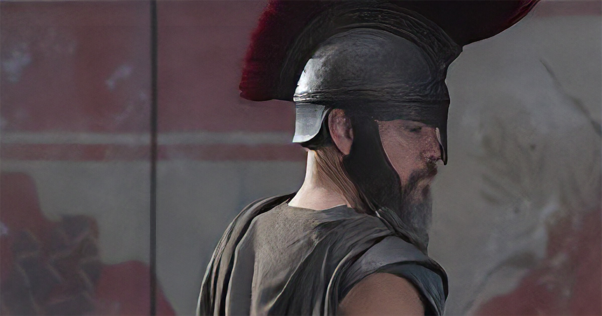 A promotional image showing Matt Damon dressed as Odysseus.
