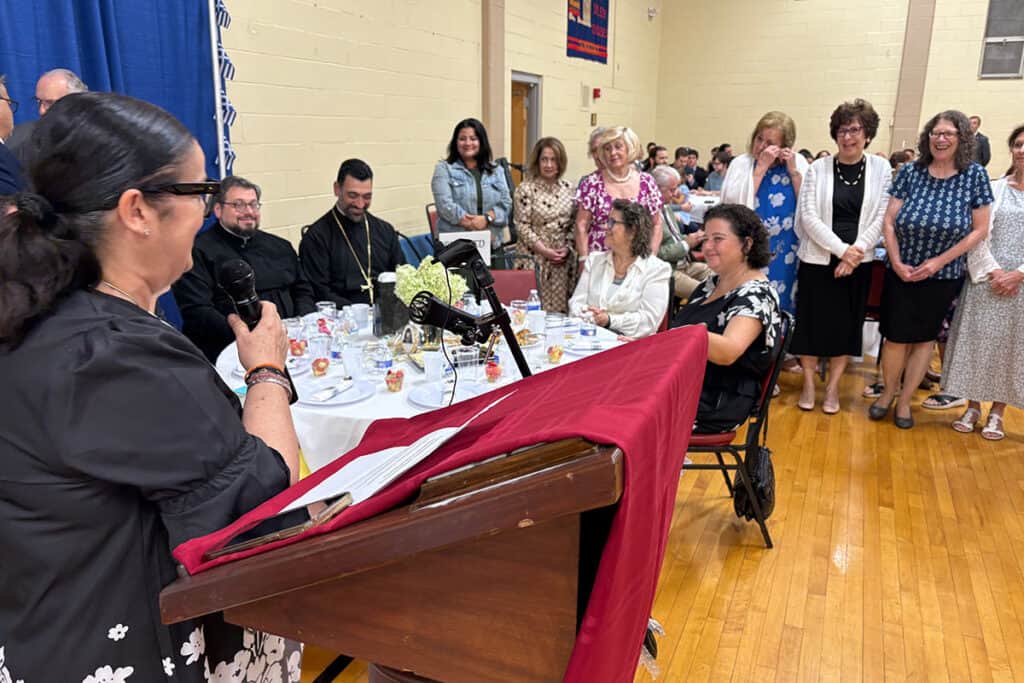 Parishioners and ministry leaders offering tributes during the farewell for Father Avgoustinos