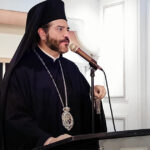 Metropolitan Apostolos of New Jersey speaking at the podium during the Ambassador Awards Banquet
