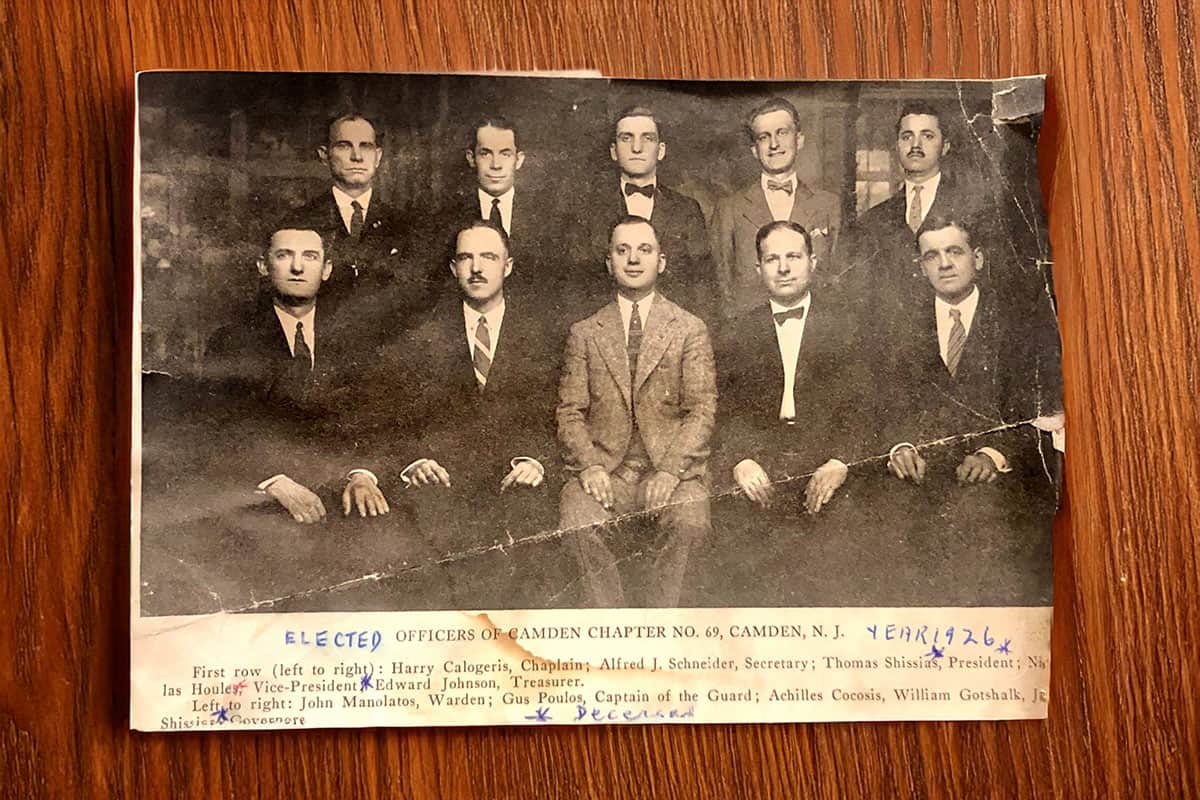 1926 photograph of the elected officers of AHEPA Camden Chapter 69 in Camden, New Jersey