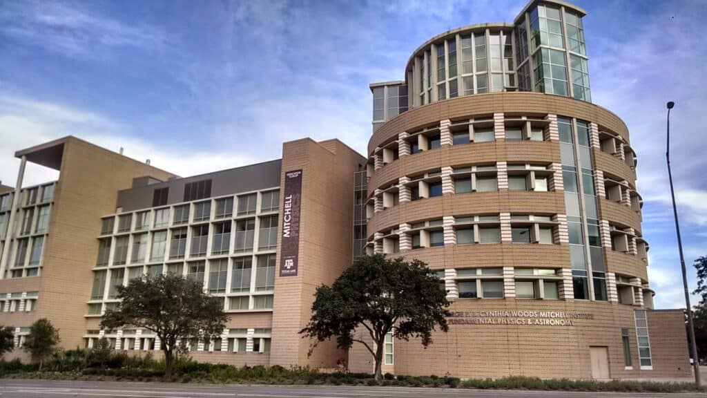 Mitchell Physics Building at Texas A&M University, part of the Cynthia and George Mitchell Institute for Fundamental Physics and Astronomy