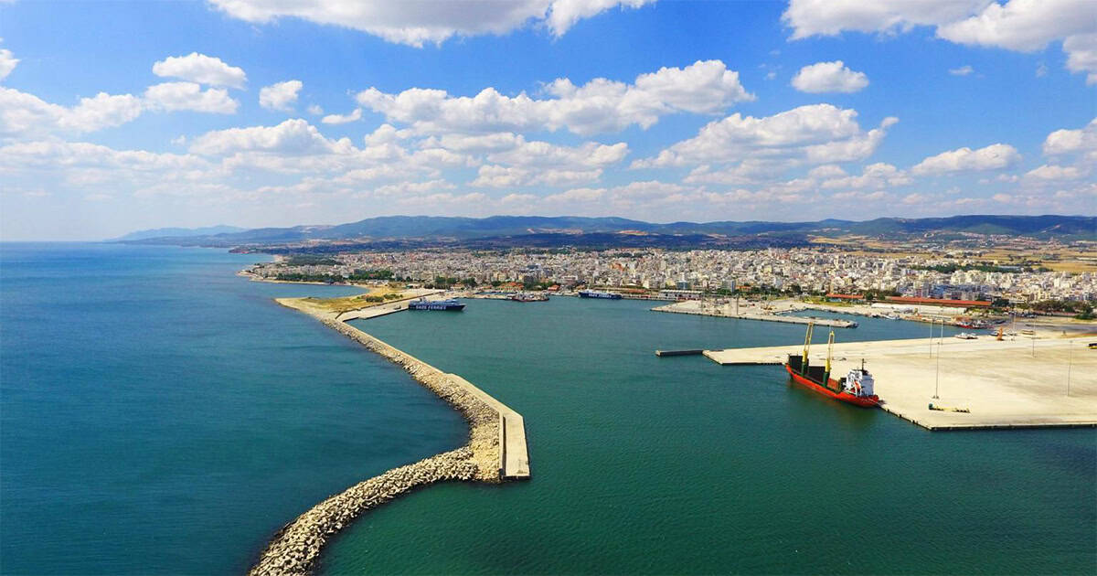 Aerial view of the port of Alexandroupoli in northern Greece, an emerging hub for defense and energy projects.