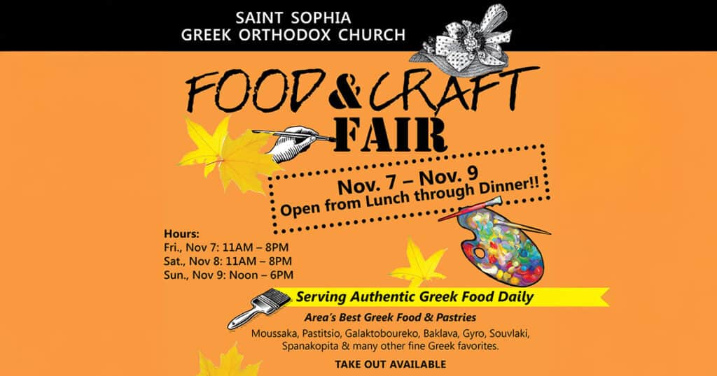 Saint Sophia Church to Host Food & Craft Fair, November 7–9
