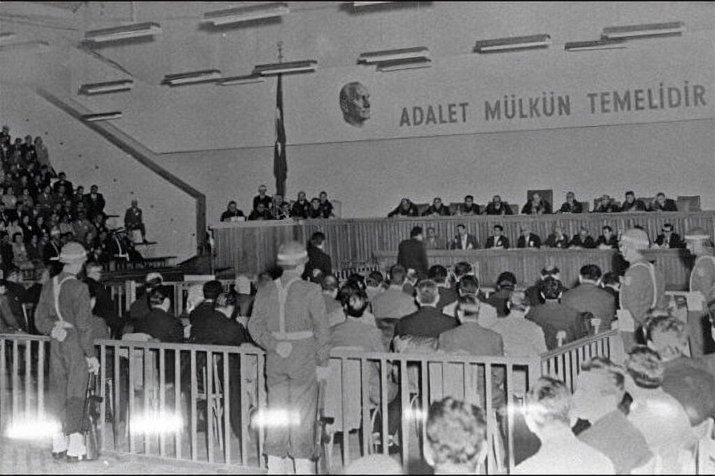Defendants during the Yassıada trial in Turkey, where parts of the government were accused of organizing the September 1955 pogrom.