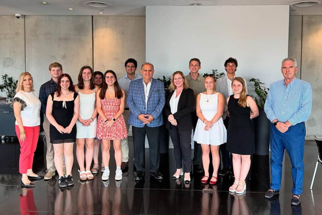 AHIF student delegation during a private tour and dinner at the Acropolis Museum in Athens hosted by Maira Myrogianni, Secretary General for Greeks Abroad and Public Diplomacy.