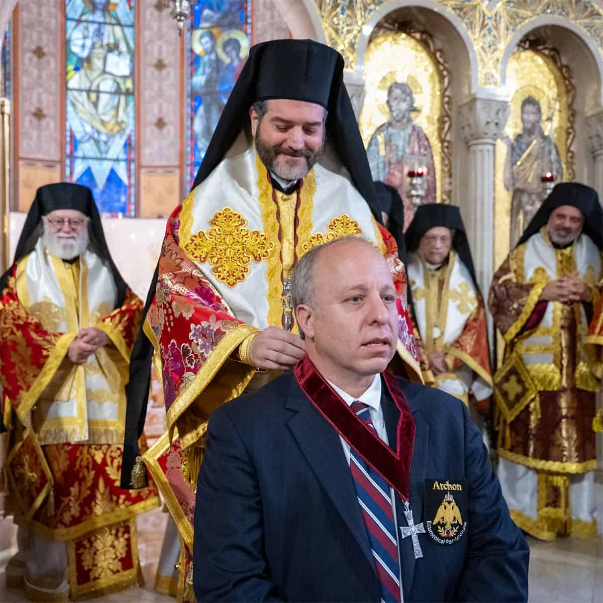 Asteris James Fanikos is invested by Metropolitan Apostolos of New Jersey at the Archdiocesan Cathedral of the Holy Trinity.