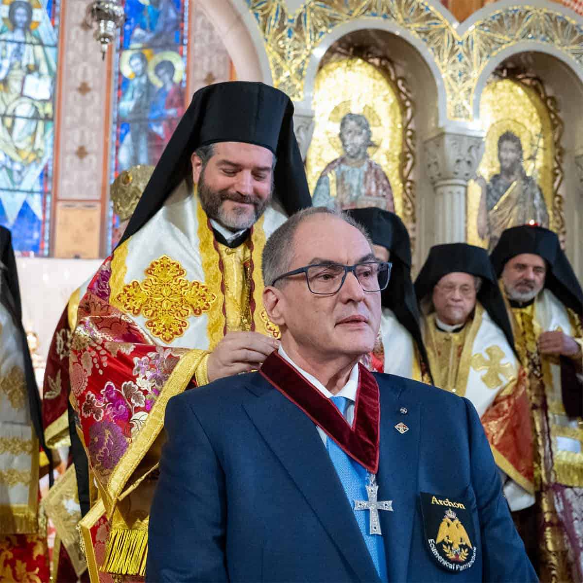 Basil C. Kollias, Esq. is invested by Metropolitan Apostolos of New Jersey at the Archdiocesan Cathedral of the Holy Trinity.