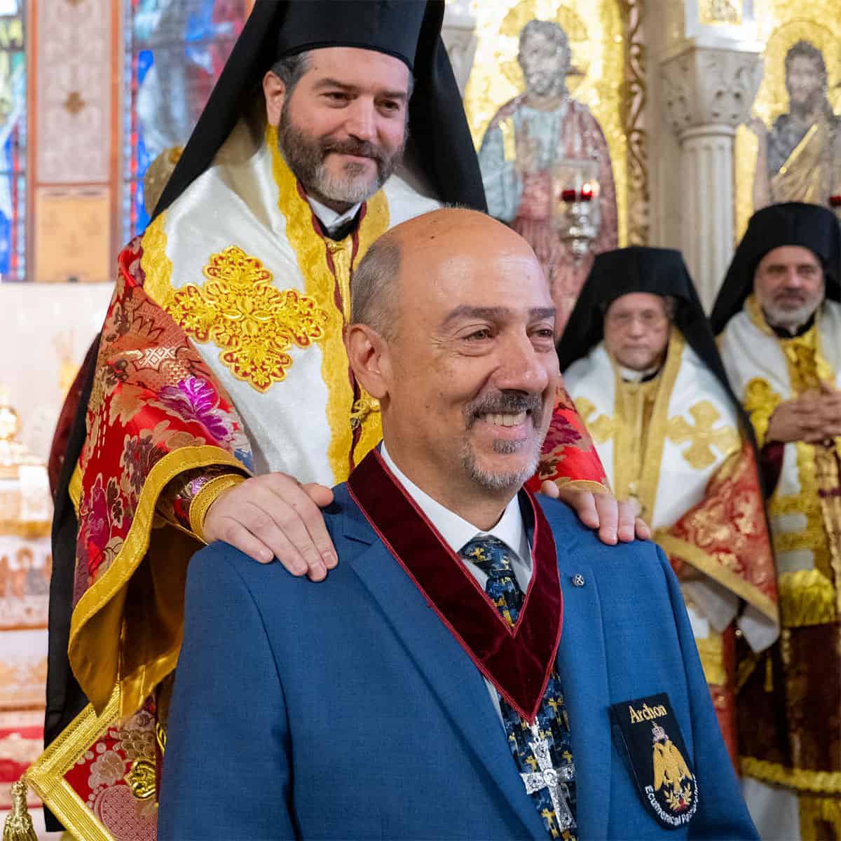 Peter Takis Dionisos is invested by Metropolitan Apostolos of New Jersey at the Archdiocesan Cathedral of the Holy Trinity.