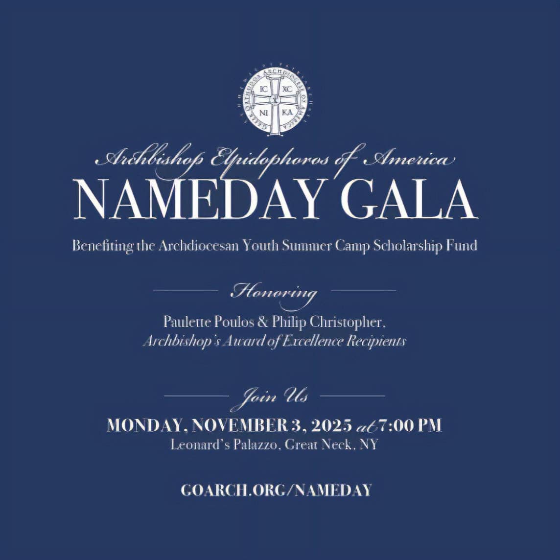 Flyer for the Archbishop’s Nameday Gala on November 3, 2025