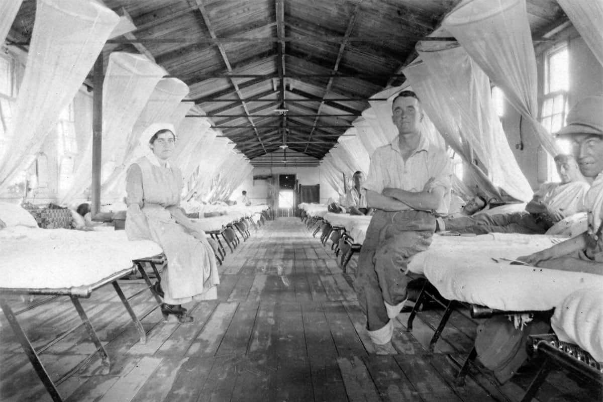 Ward interior at 50th British General Hospital, Kalamaria, Thessaloniki, c.1917