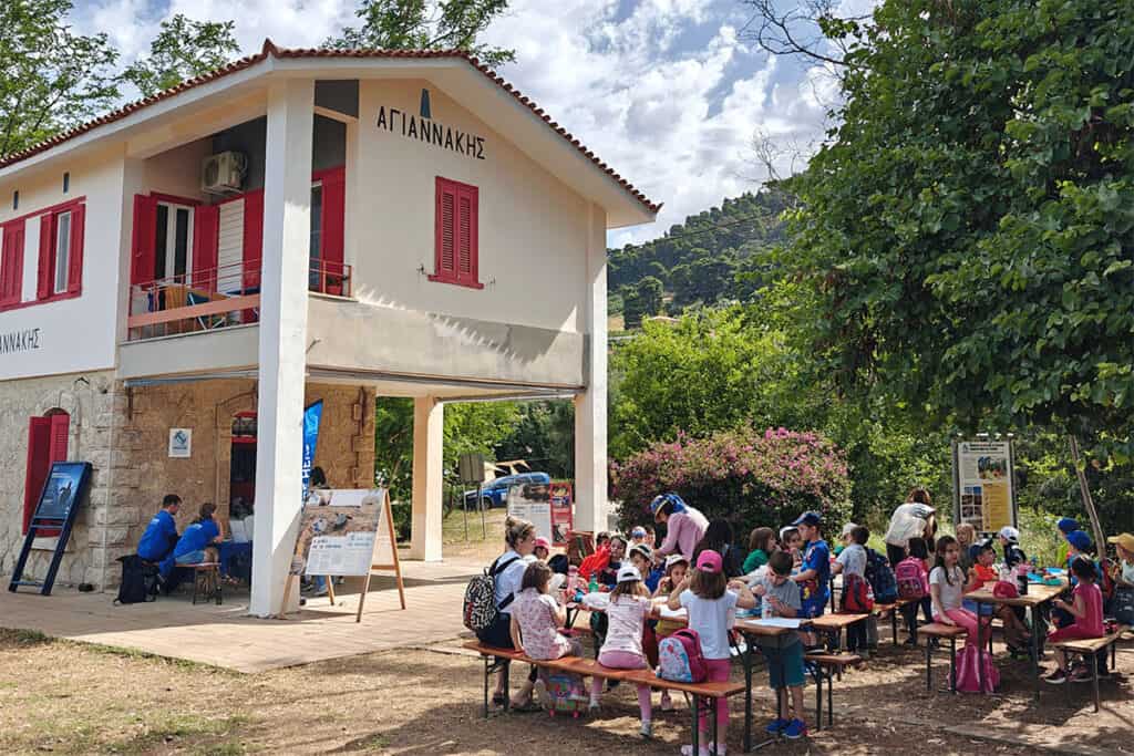 Visitors attend an educational event at ARCHELON’s Environmental Station in Agiannaki, Greece.