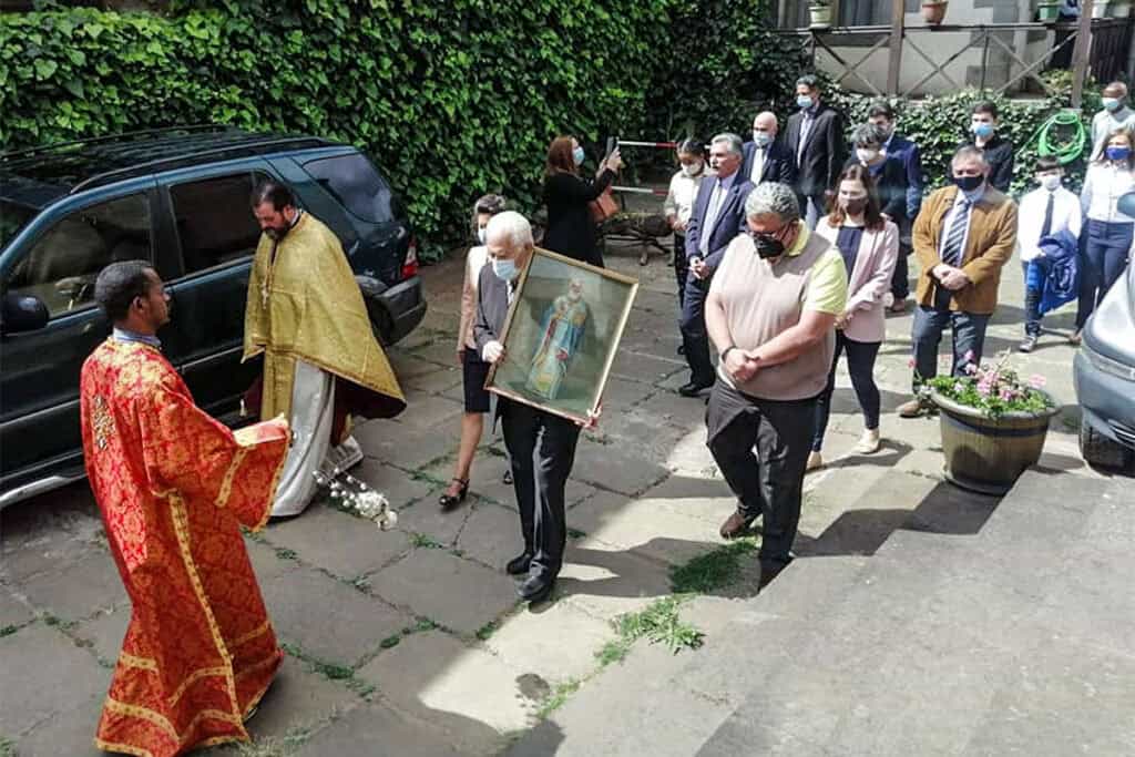 Greek Orthodox faithful celebrating the Feast of St. Frumentius at St. Frumentius Cathedral in Addis Ababa on November 29, 2020.