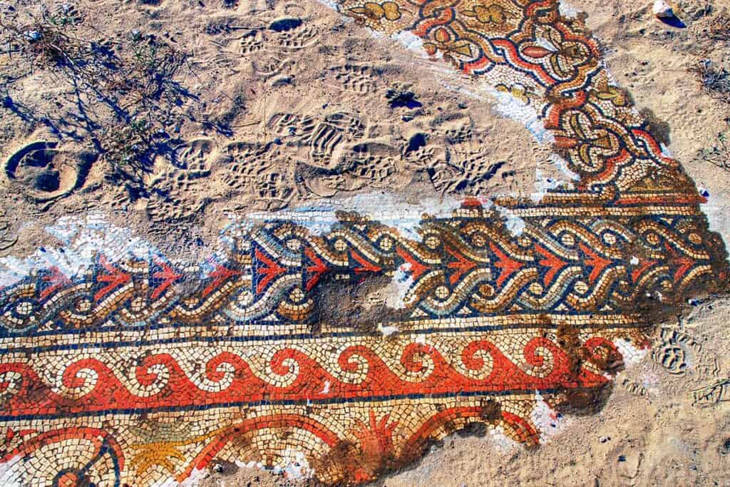 Fragment of a Byzantine mosaic floor from the Church of the Kathisma near Jerusalem.
