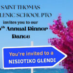 Banner for the St. Thomas Hellenic School PTO 30th Annual Dinner Dance on February 7, 2026, at St. Thomas Greek Orthodox Church in Cherry Hill, New Jersey