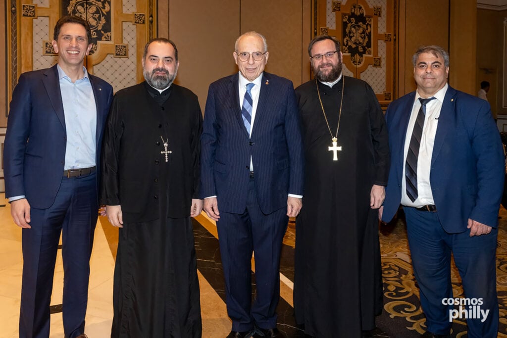 Members of AHEPA Camden Chapter 69 and guests at the testimonial dinner honoring Anastasios Efstratiades as AHEPAN of the Year in Deptford, New Jersey.
