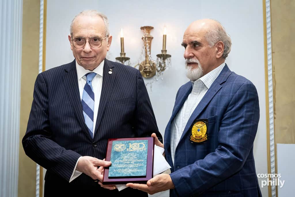 Members of AHEPA Camden Chapter 69 and guests at the testimonial dinner honoring Anastasios Efstratiades as AHEPAN of the Year in Deptford, New Jersey.