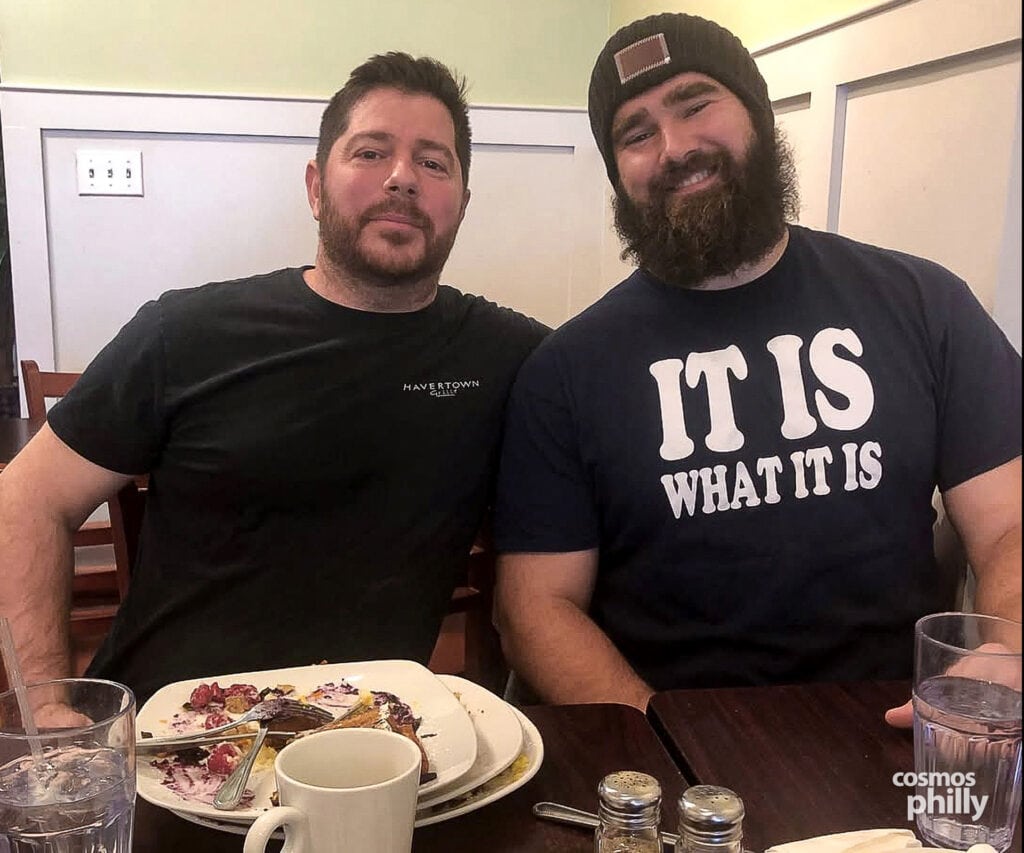 Nick Haselidis with former Eagles center Jason Kelce at Havertown Grille