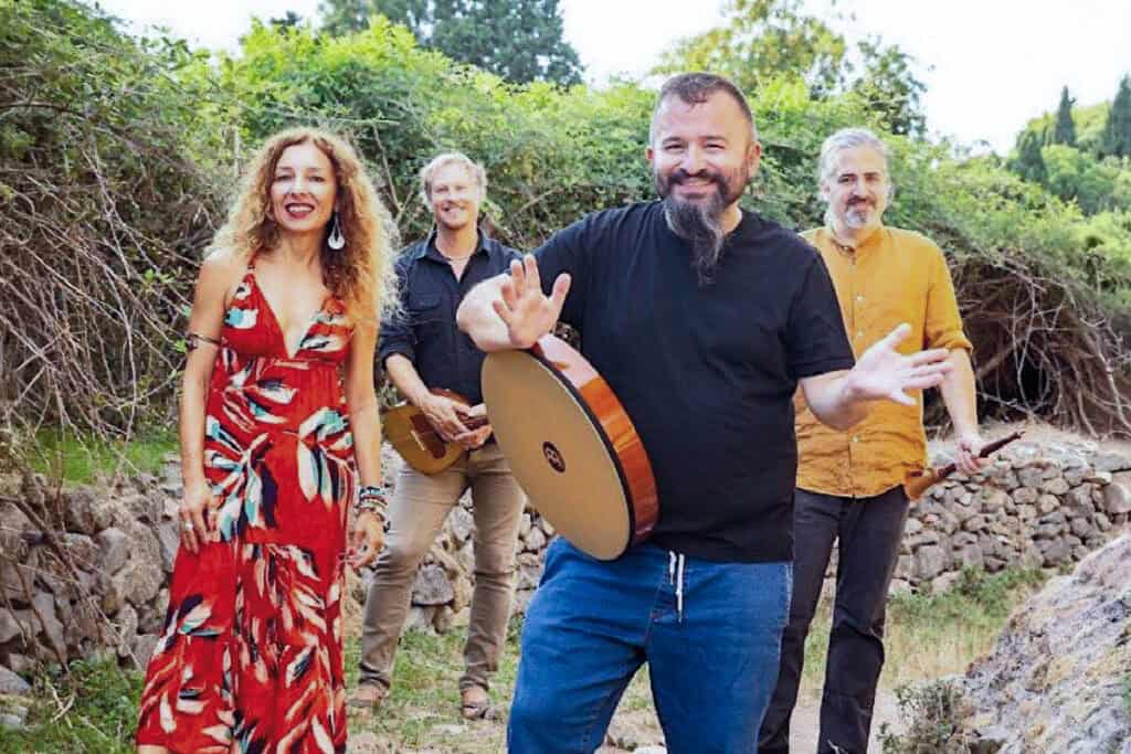 Members of Zafarán ensemble performing Greek and Southern Italian music