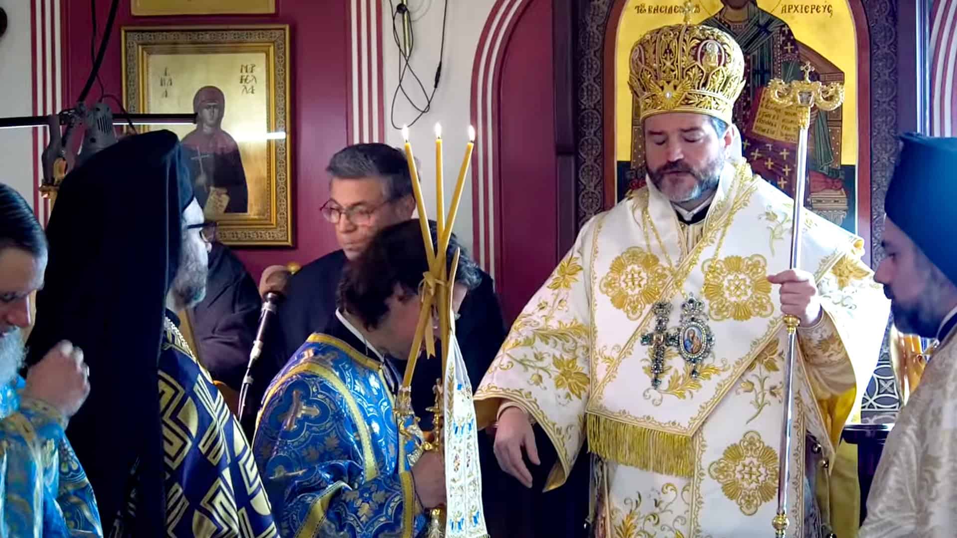 Metropolitan Apostolos of New Jersey presides over the Annunciation Divine Liturgy at Evangelismos Church in Northeast Philadelphia, March 25, 2026.