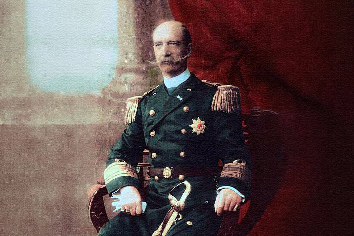 King George I of Greece in military uniform, portrait postcard from 1912.