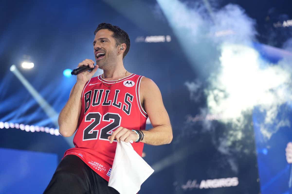 Konstantinos Argiros performs on stage during a sold-out concert in Chicago