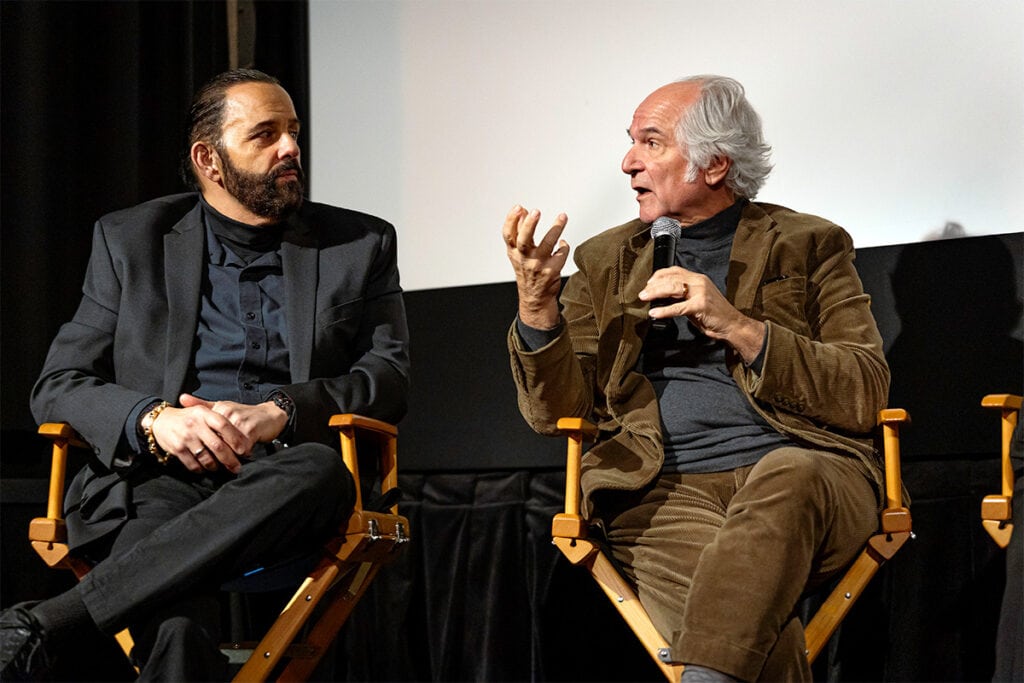 George Zouvelos and John Kapelos speaking during post-screening Q&A