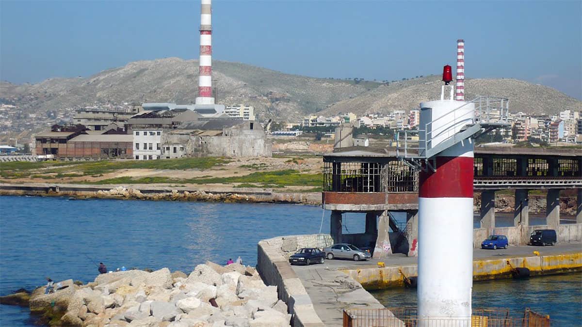 Industrial waterfront in Drapetsona near the Port of Piraeus in western Attica