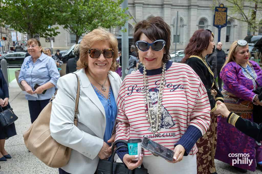 Community members gather for the Greek flag-raising ceremony at Philadelphia City Hall.