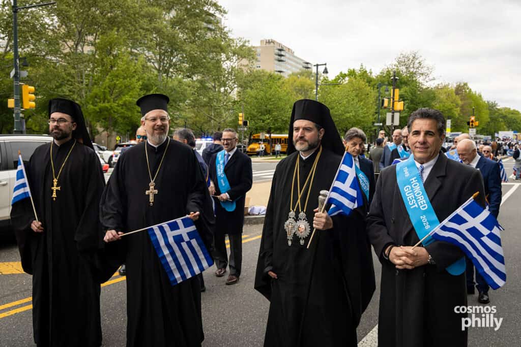 Clergy and community leaders at the 2026 Philadelphia Greek Independence Day Parade.