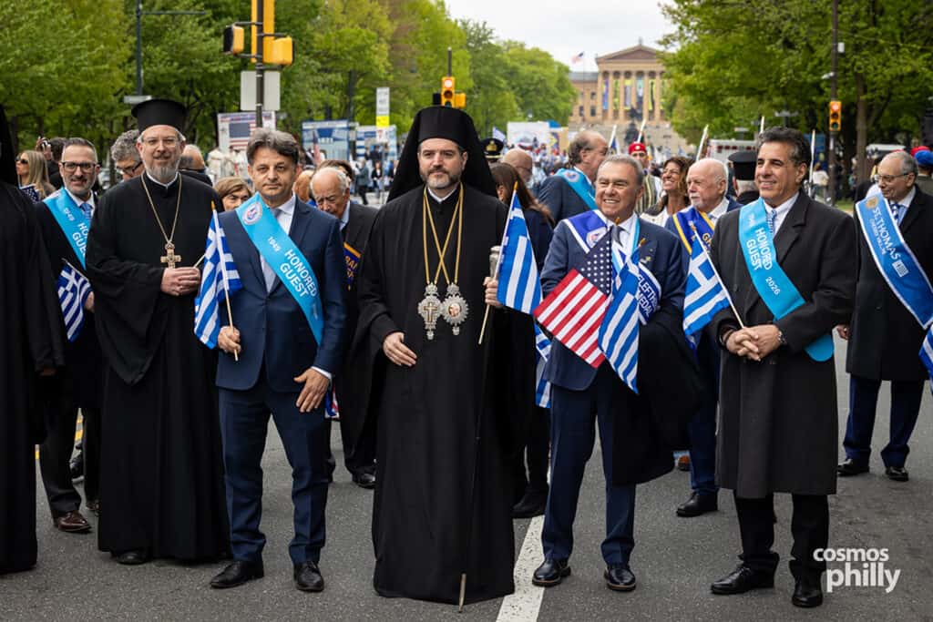 Clergy and community leaders at the 2026 Philadelphia Greek Independence Day Parade.