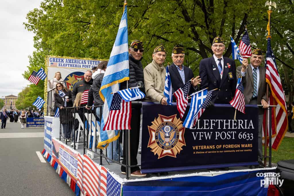 Veterans and community representatives taking part in the Philadelphia Greek Independence Day Parade.