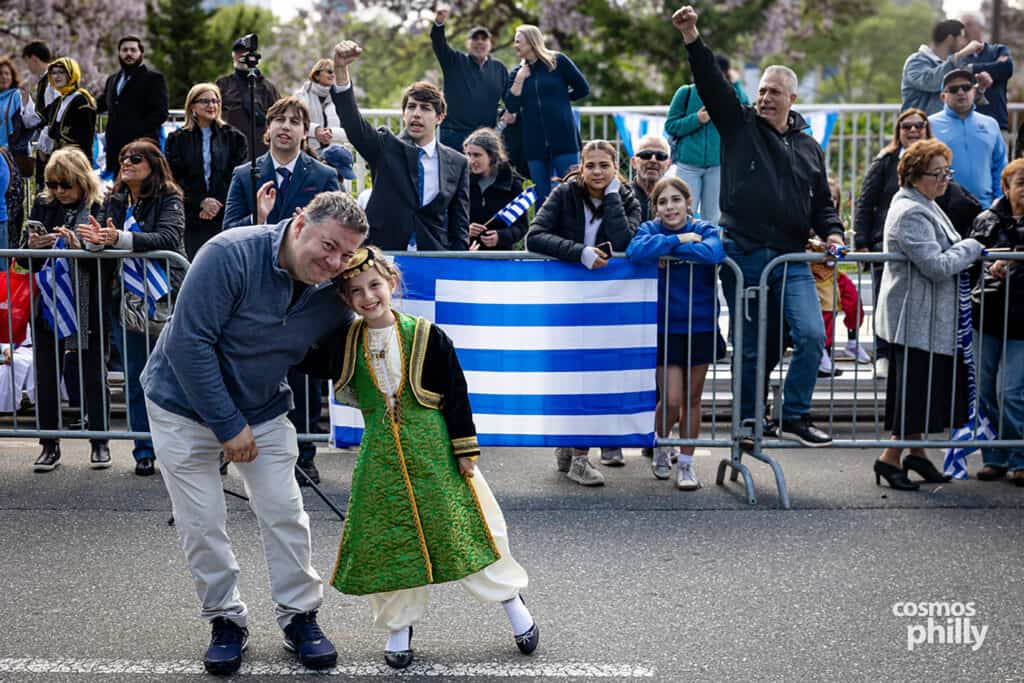 Crowds gathered along the Benjamin Franklin Parkway for the Philadelphia Greek Independence Day Parade.