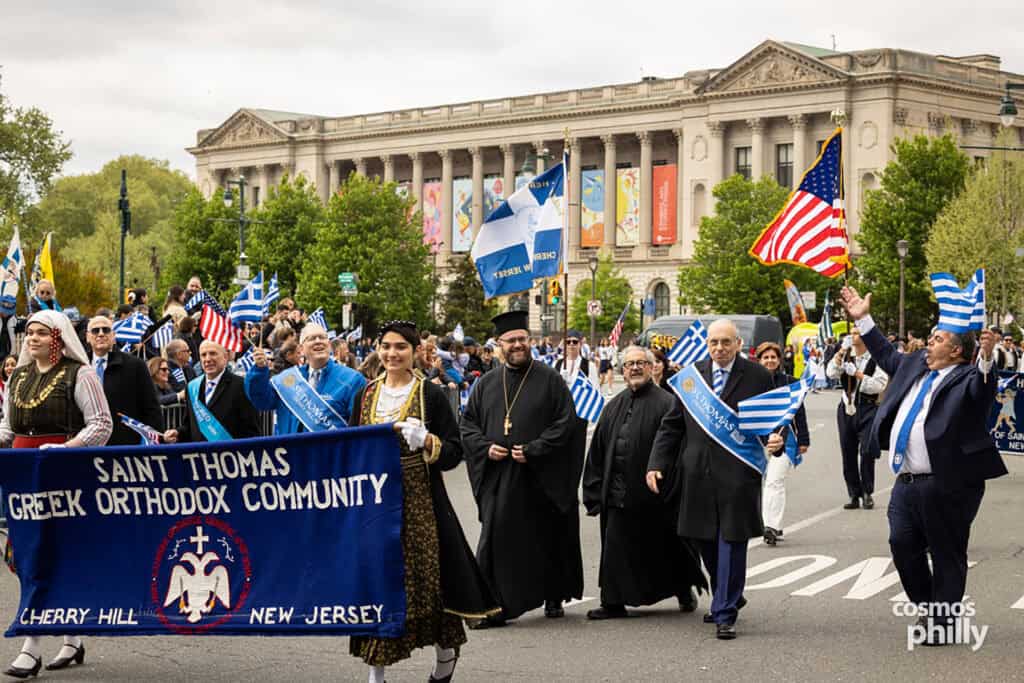 Clergy and community leaders at the 2026 Philadelphia Greek Independence Day Parade.