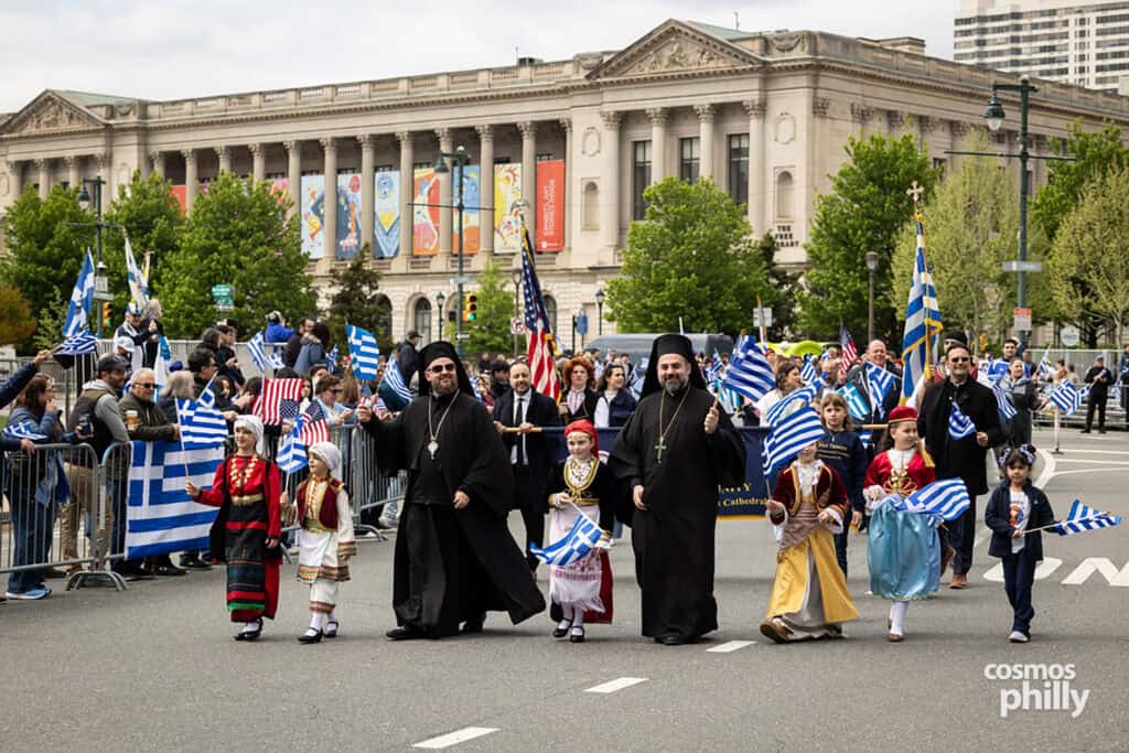 Clergy and community leaders at the 2026 Philadelphia Greek Independence Day Parade.