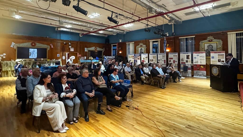 Audience attends Pontic Greek Genocide panel at Stathakion Cultural Center in New York