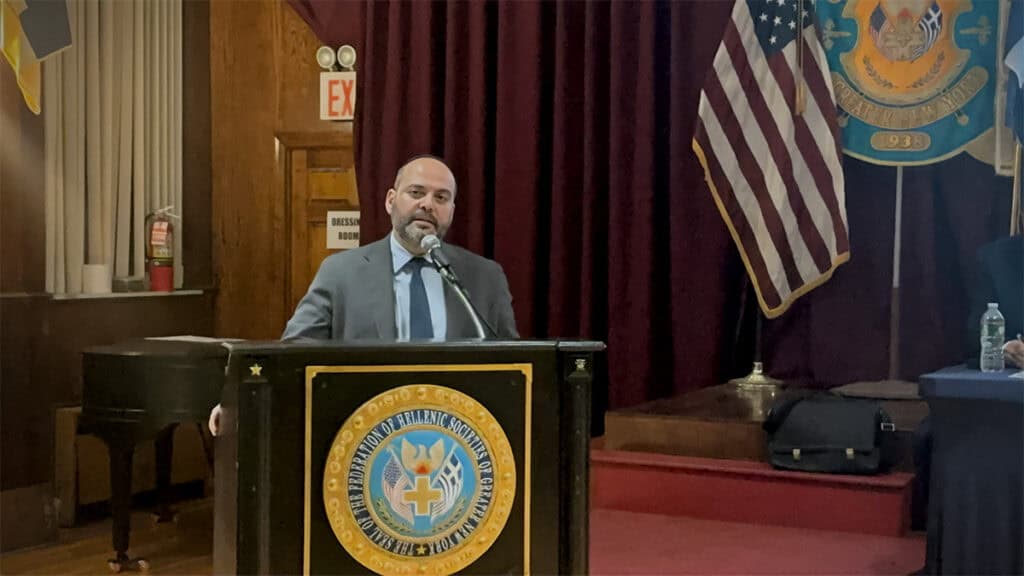 Dr. Theodosios Ar. Kyriakidis speaking at the Pontic Greek Genocide panel in New York
