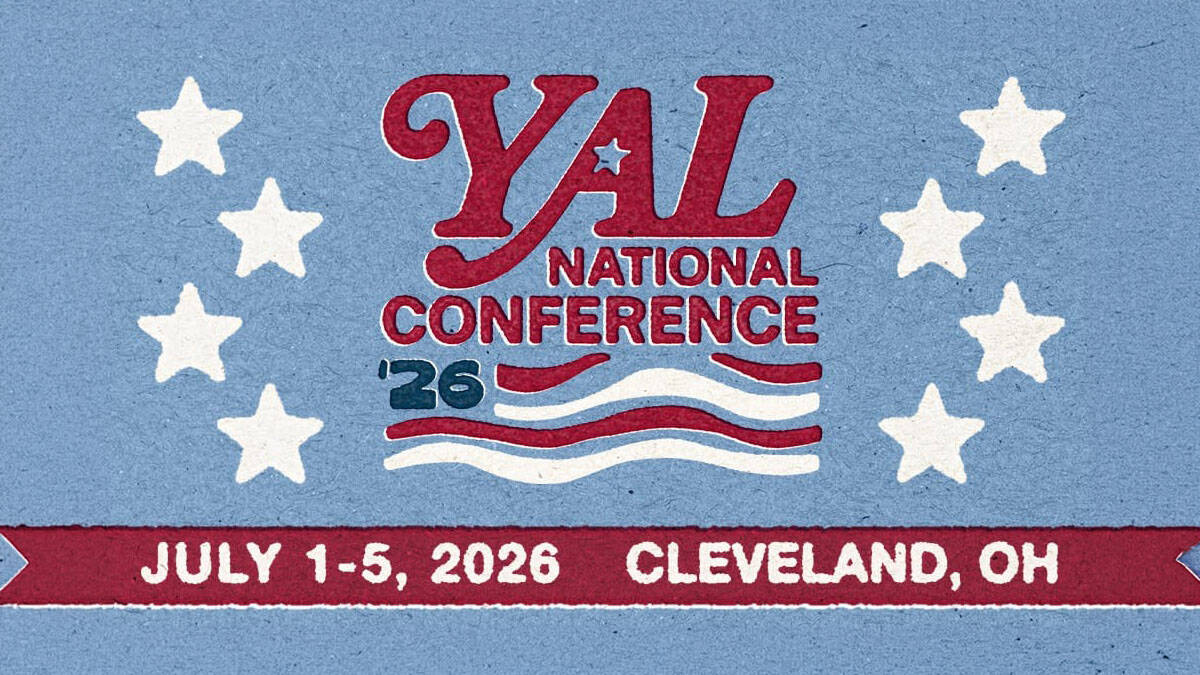 Graphic for the 2026 National YAL Conference in Cleveland, Ohio.