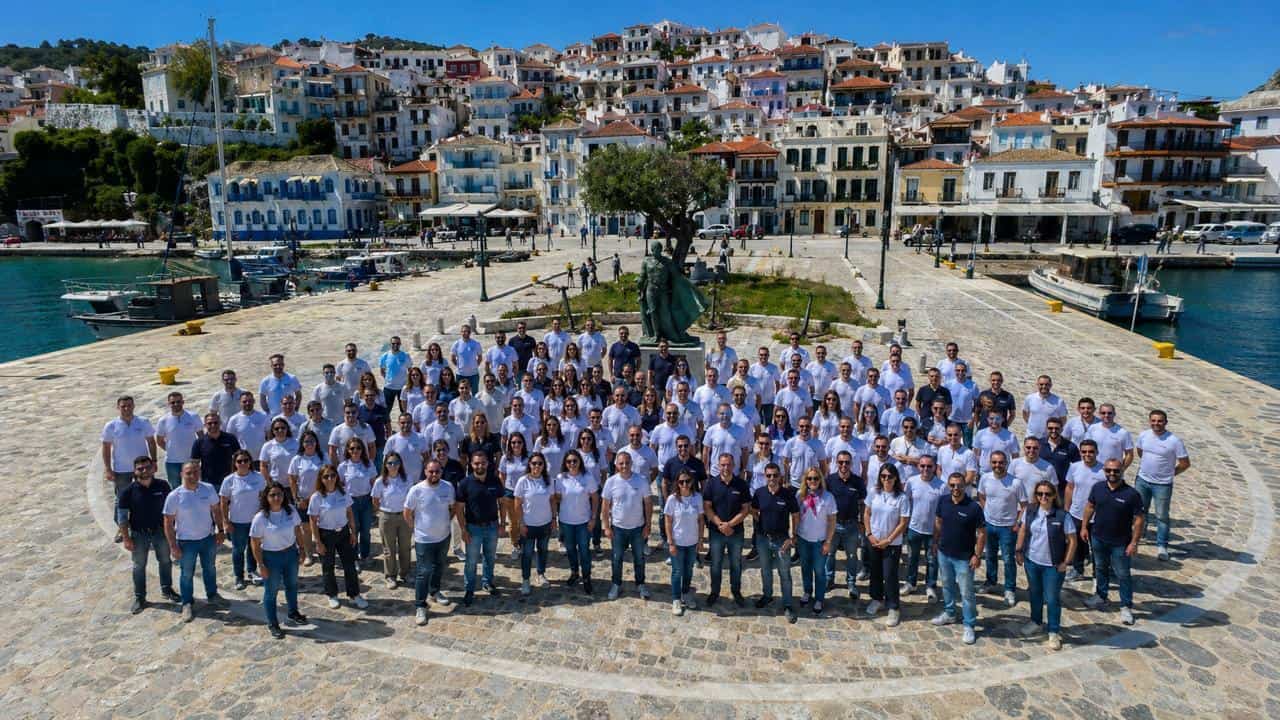 Axion Hellas volunteers gathered during a medical mission in a remote Greek island community