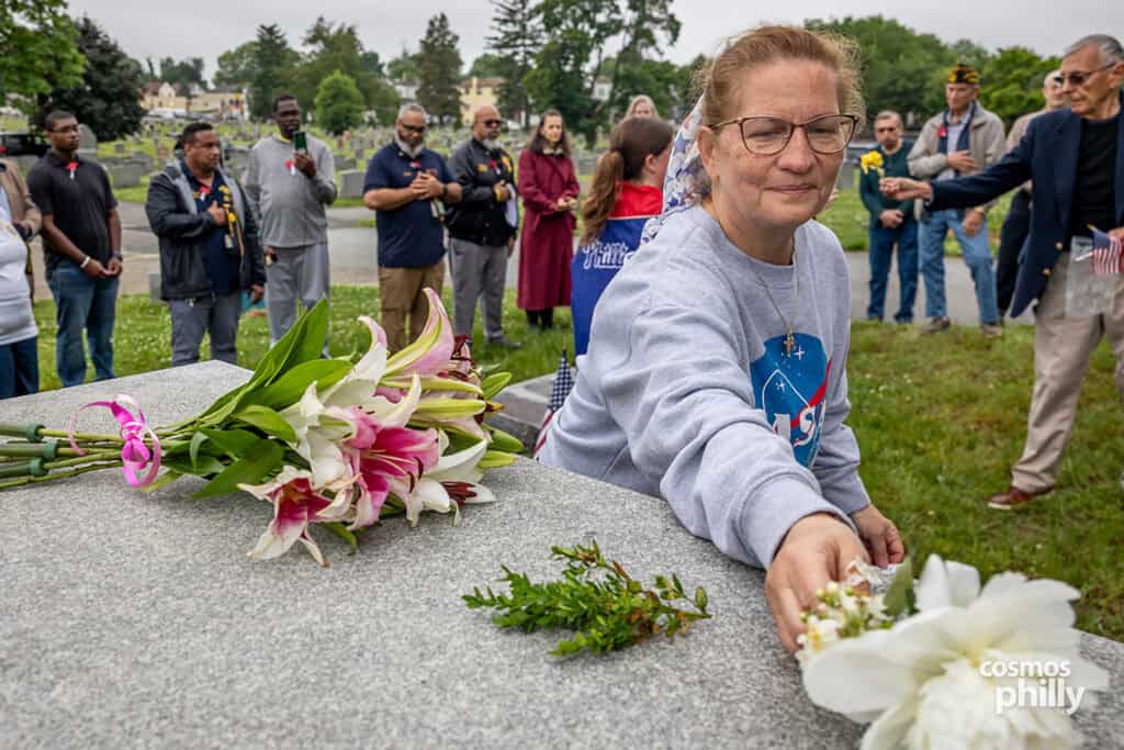 Greek American VFW Post Eleftheria members, veterans, and guests gather for a Memorial Day service at Fernwood Cemetery in Lansdowne, Pennsylvania, in 2026